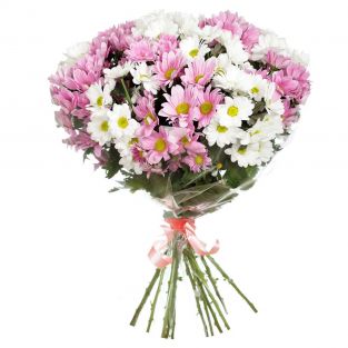 Букет из белых и розовых хризантем - купить с доставкой в по Волгограду